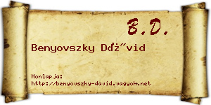 Benyovszky Dávid névjegykártya